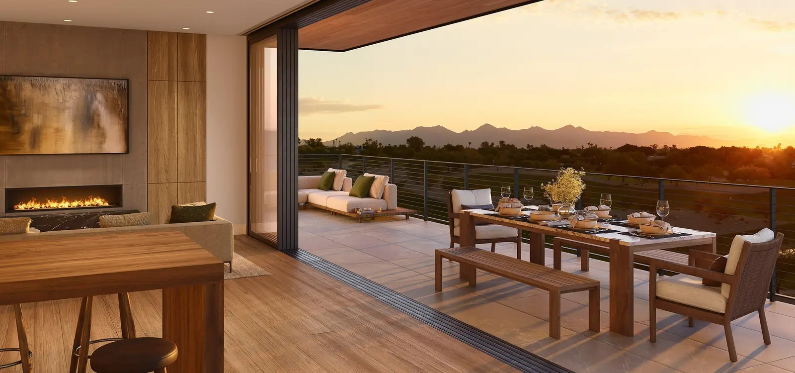 Sunset dining terrace at an Ascent at The Phoenician residence