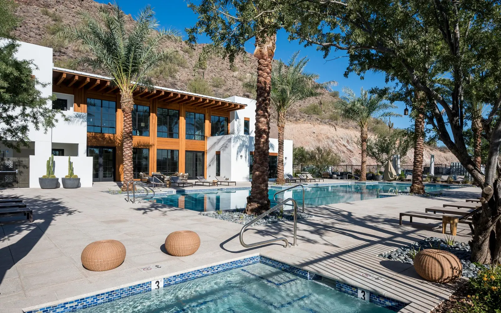 Resort pool beneath Camelback Mountain at Ascent at The Phoenician