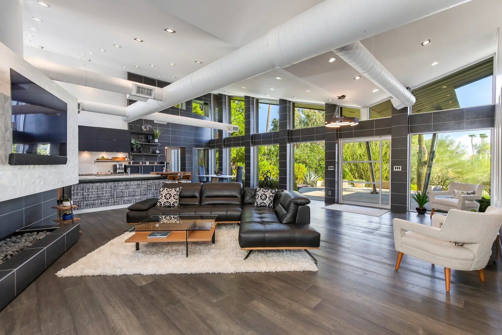 Contemporary living room in a luxury Phoenix home near Camelback Mountain